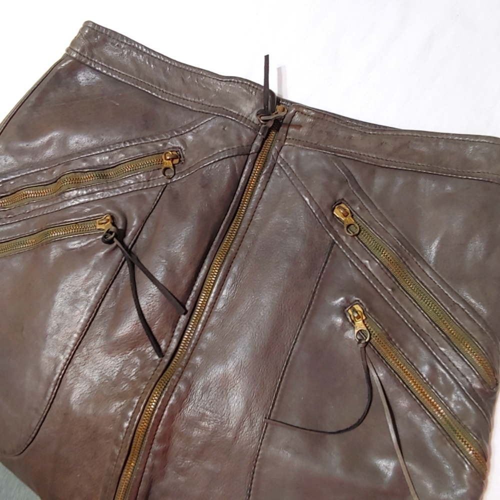 Women's Custom Designed Dark Green Leather Pencil Skirt - Picture 6 of 10